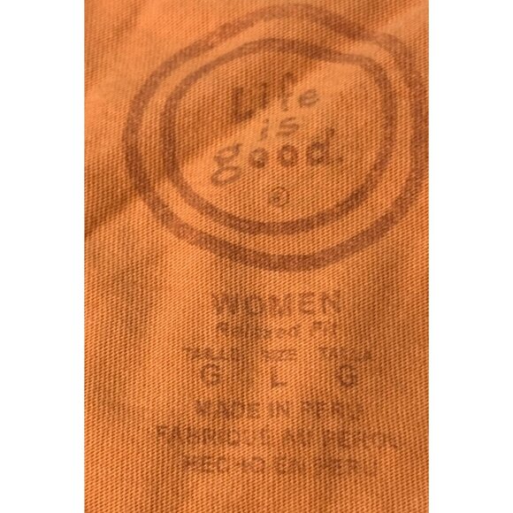 Life Is Good Womens Orange Graphic T-Shirt Floral Print Size L Relaxed Fit - Picture 6 of 10